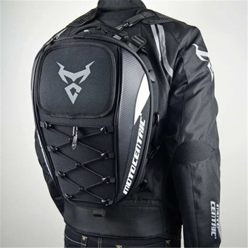 MOTOCENTRIC Motorcycle Tail Bag, 25L-38L Waterproof Helmet Backpack, Universal Fit,