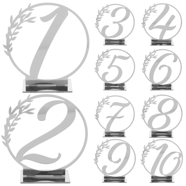 HEMOTON 10pcs Wedding Table Numbers Acrylic 1-10 Table Signs Clear