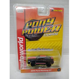 Auto World SC410-1B 2015 Mustang GT HO Scale Electric Slot Car - Black with Red Stripes