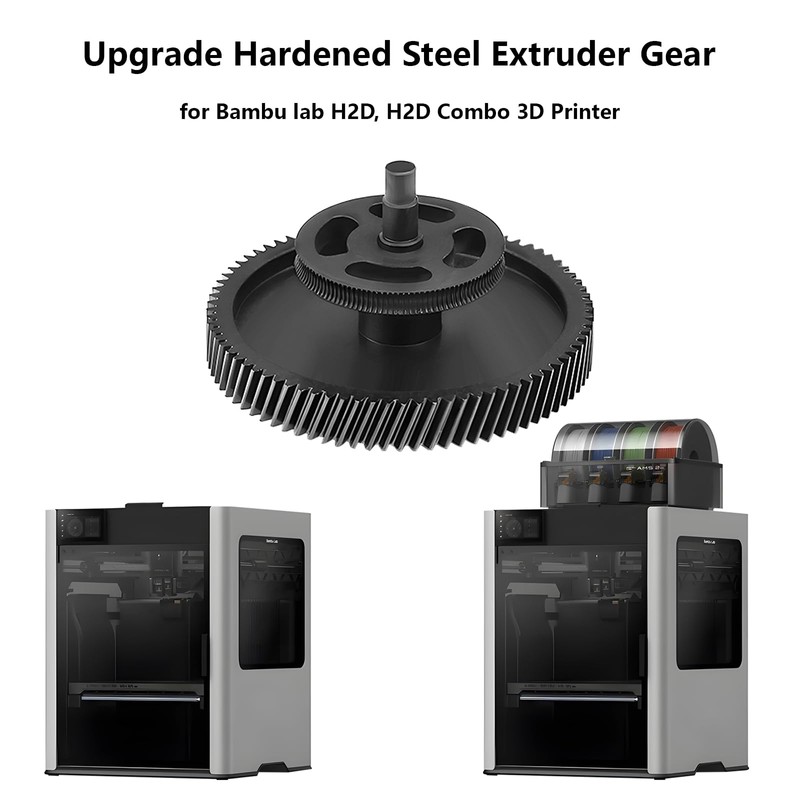 Upgrade Hardened Steel Extruder Gear for Bambu Lab H2D, Helical