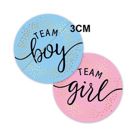 Gender Reveal Stickers for Party Invitations and Voting Games, 120 Pieces Team Boy and Team Girl Labels with Gold Foil for Reveal Parties and Baby Showers (Pink, Blue)