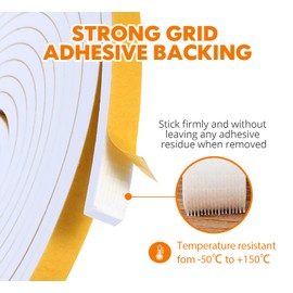 Weather Stripping Door Seal Strip Strong Adhesive Foam Insulation Tape Tape Gasket for Door and Windows (White, 1/4 in x 1/8 in x 66Ft)