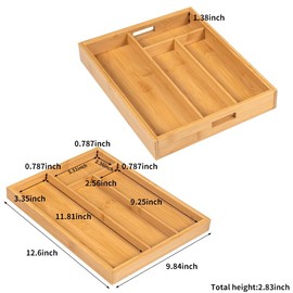 YIKATEND HX-8803 Bamboo Expandable Flatware Drawer Organizer