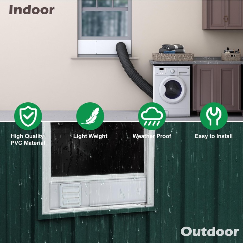 Forestchill Dryer Vent Window Kit for 4" Diameter Dryer Vent