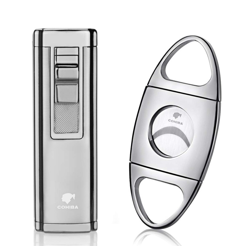 Cigar Cutter and Lighter Set 3 Torch Jet Flame with