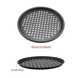 InBlossoms 12.6 inch Pizza Pan With Holes, Carbon Steel Perforated Non-Stick Bakeware for Home Kitchen Oven, 2 Pack