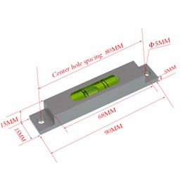 Aluminum alloy small bar level, level bubble, square horizontal bubble, water level ruler, installation hole adjustable head (90 * 15 * 15mm)