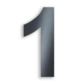 Metzler House Number Made of Solid Steel in Anthracite RAL 7016, Anthracite Grey, Fine Structure, Powder Coated, Arial Font, Height 20 cm, Number 1