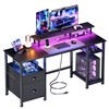 Furologee 51" Gaming Desk with Power Outlets & LED Lights,