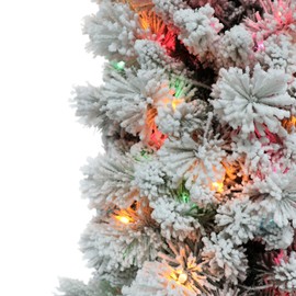 6.5 ft Flocked Portland Pine Pencil Tree with 410 Tips, 300 UL Multi Color Incandescent Lights