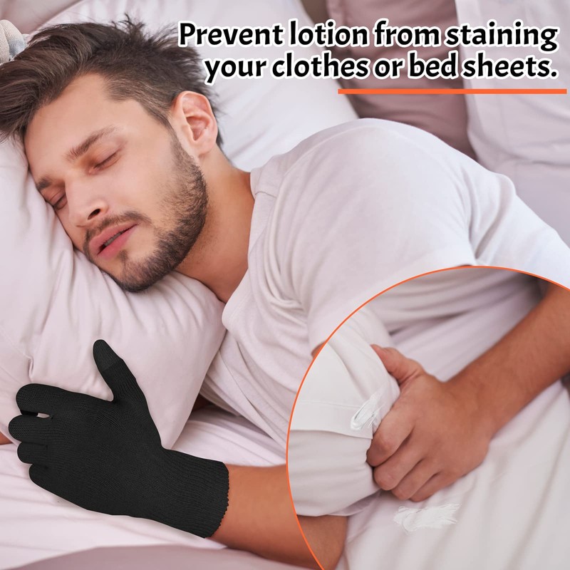 Migliore Wear Eczema Gloves for Adults, Touchscreen Black Cotton Gloves