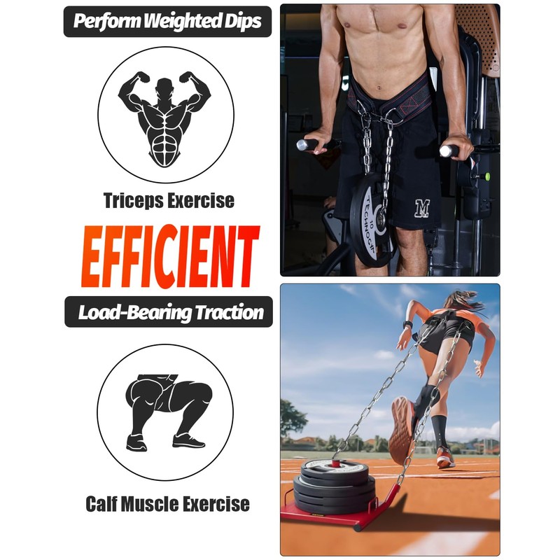 Dip belt With 37-40" Chain, 550lbs - 650lbs Weight Capacity,