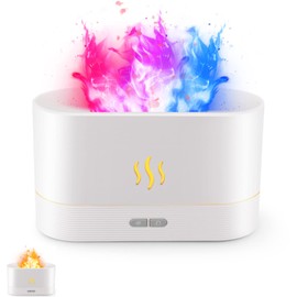 MIKOLY Colorful Flame Diffuser Humidifier - Noiseless Essential Oil Aromatherapy Diffuser - Ultrasonic Diffuser with Auto Shut-Off - Aroma Humidifier with Fire Flame Effect for Home, Office (White)