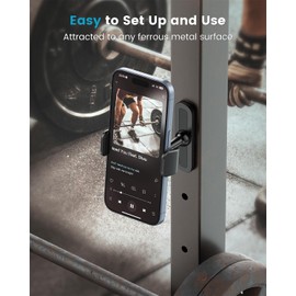 APPS2Car APPS2Car Gym Magnetic Phone Holder, 360 Adjustable, Compatible with 4.7-6.5" Smartphones, Alloy Base and Joint, Black