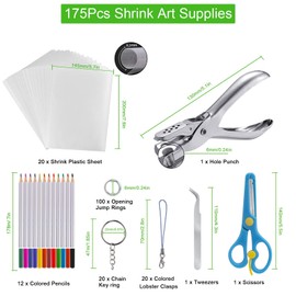 Shrinky Dink Sheets Kit Shrink Plastic Sheets Shrinky Dink Paper Kit with 25pcs Shrink Film Sheets+Tools Shrink Art Heat Shrink a Dink Shrinky Dink Keychain Kit for Create Keychains and DIY Crafts