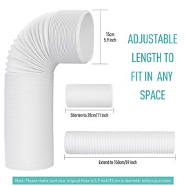 Exhaust Hose for Portable Air Conditioner, Exhaust Vent with 5.9 Inch Diameter, Counter Clockwise Thread & Length up to 59 Inches by AGPTEK