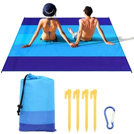 Kujinova Picnic Blanket, Beach Mat, Waterproof, Picnic Blanket, Waterproof, 210 x 200 cm Waterproof Blanket, Colour Gradient Blue, for Beach, Camping, Picnic and Outdoor Activities
