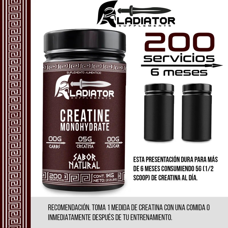 Gladiator Creatina + Glúteo Peptonas Rule 1 / 1kg C/u