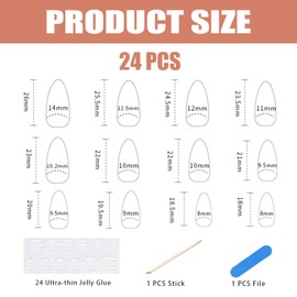 24PCS Y2K Gothic Press On Nails - Handmade Silver Foil Edges & Pearls | Jelly Gel Tabs Kit for Festivals, Daily Grind