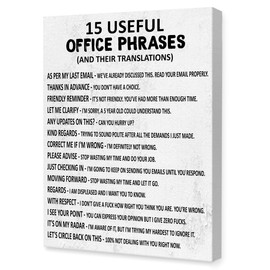 OTINGQD Funny Office Canvas Wall Art,15 Useful Office Phrases Wall Decor,Humorous Sarcastic Office Wall Art,Email Office Decor