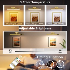 Hapfish LED Battery Wall Light Wireless Indoor Picture Light Wireless with Remote Control Dimmable Magnet Wall Lamp Without Power Connection Picture Lighting Battery for Wall Dartboard Mirror