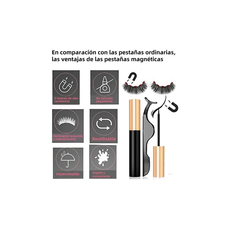 Pestañas Magnéticas 3d Impermeables 10 Pares