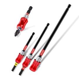 GEINXURN 4-Piece Magnetic Bit Holder Set 60/100/150/300 mm Quick Change Universal Bit Holder Extension Cr-V Steel 1/4 Inch Hex Shank with 3 Pieces 25 mm PZ2 T20 T25 Bit