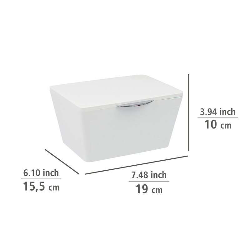 WENKO Brasil Storage Box with Lid, TPE, White, 19 x