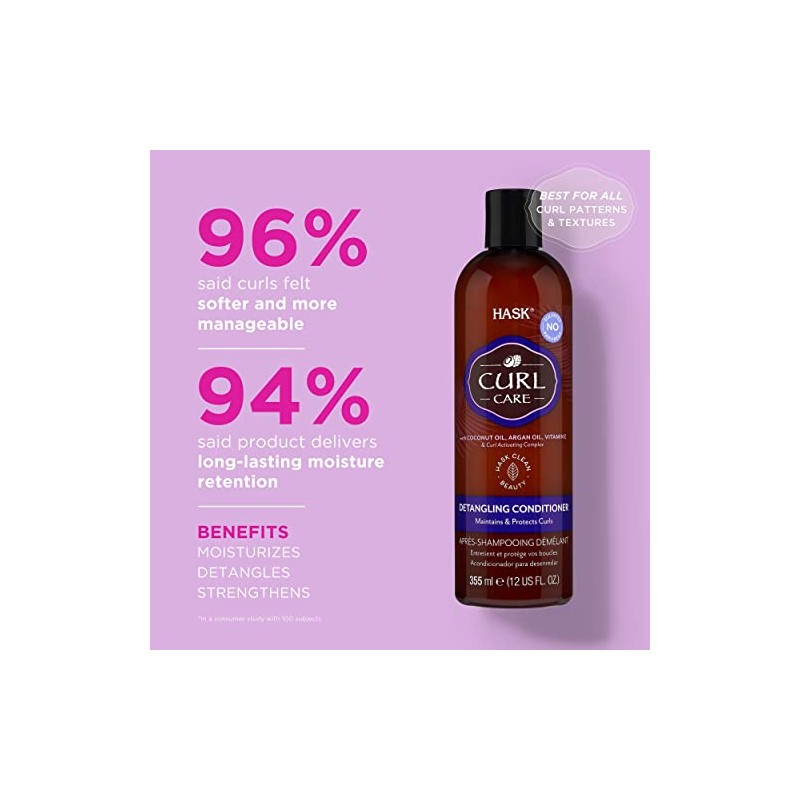 Hask Acondicionador Hidratante para Cabello Rizado, Desenreda, Anti-Frizz, Protege los