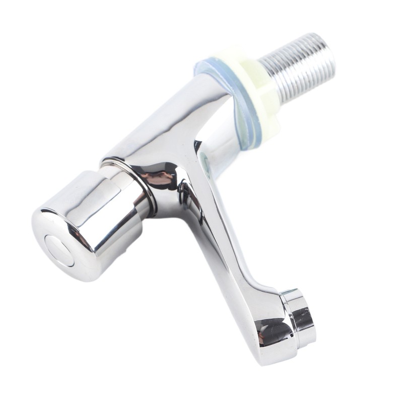 Public Ktchen Bathroom Chrome Plated Self Closing Water Saving Time