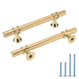 Rergy 10 Pack Brushed Brass Cabinet Pulls Gold Cabinet Handles 4in(102mm) Kitchen Cabinet Handles Gold Drawer Pulls Dresser Drawer Handles for Cabinets Zinc Alloy