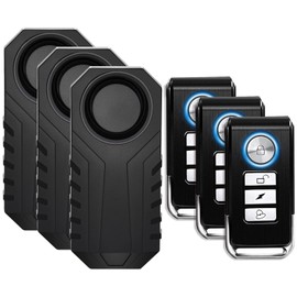 3Set Vibration Sensing Bike Alarm with Remote, 113db Loud Bicycle Alarm System Anti Theft, Wireless Motorcycle Alarm for Electric Bike Tricycle Mobility Scooter Vehicles Ebike for Cycling Security