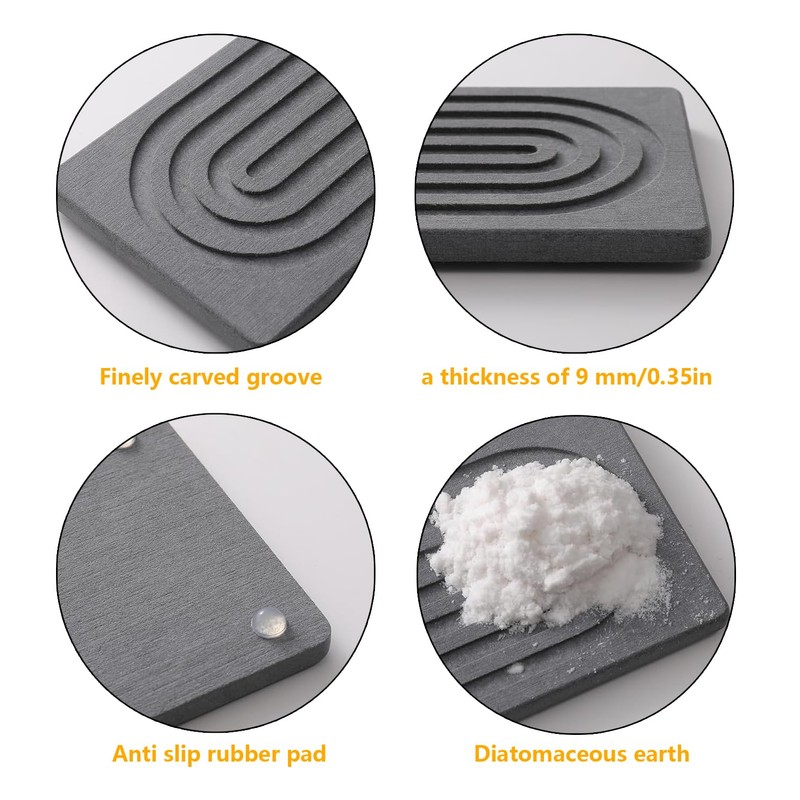BDYLYS Stone Drying Mat for Bathroom | Ultra-Absorbent Diatomite Sink