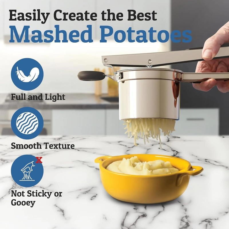 Large 15oz Potato Ricer with 3 Discs, Heavy Duty Stainless