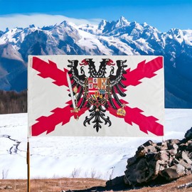 Pandiui23 Flag of BORGOÑA Cross with Bicephalous Eagle -Eagle Bicefala Cross of San Andres150X90 CM, Spain flag thirds shield empire Charles I