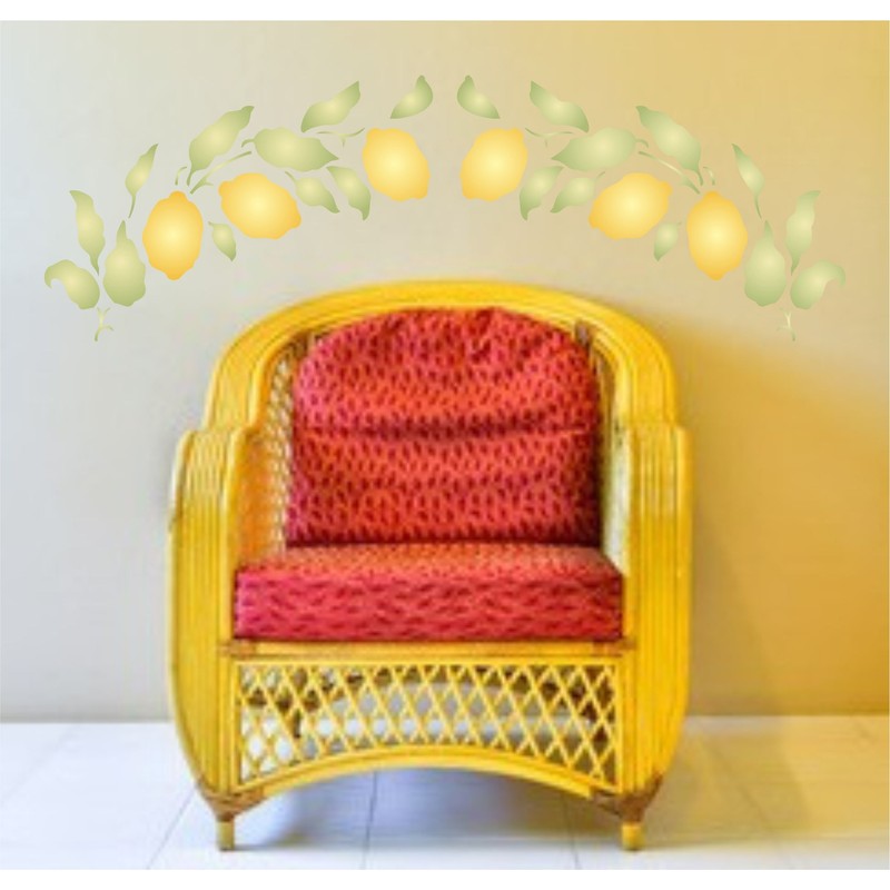 Lemon Branch Stencil 32x16.5cm Reusable Fruit Vegetable Kitchen Wall Stencil