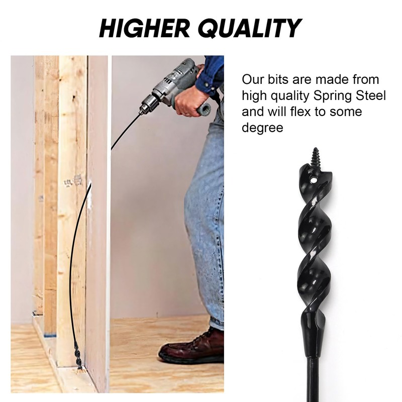 HUAALIUCHE 54-Inch Flexible Installer Drill Bit for Pulling Wires, 3/4"