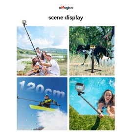 120cm Invisible Selfie Stick Carbon Fiber, Extended Super Long Pole Compatible with Insta360 X4 X3 ONE X2, ONE R, ONE X, ONE GO 3S 3 2 Action 360 Camera （Three-jaw 120CM）