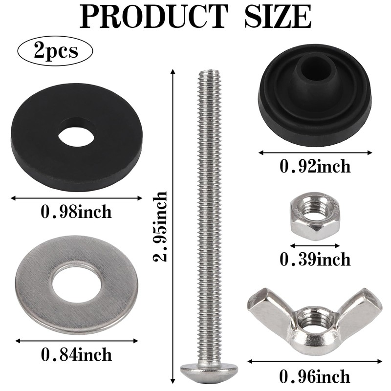 2PCS Universal Toilet Seat Screws Replacement Kit, Heavy Duty Toilet
