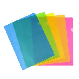 Viquel 10 Clear Corner Sleeves - Plastic Corner Opening Sleeve - Assorted Neon Colours
