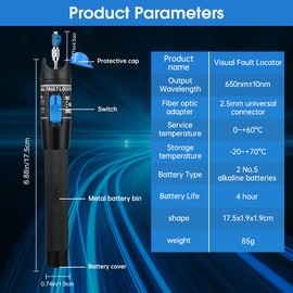 Moocci Visual Fault Locator - Fiber Optic Cable Tester Meter Kit with FC Male to LC Female Adapter - Fiber Optic Tools Tester Detector for LC/FC/SC/ST, Network Cable Test