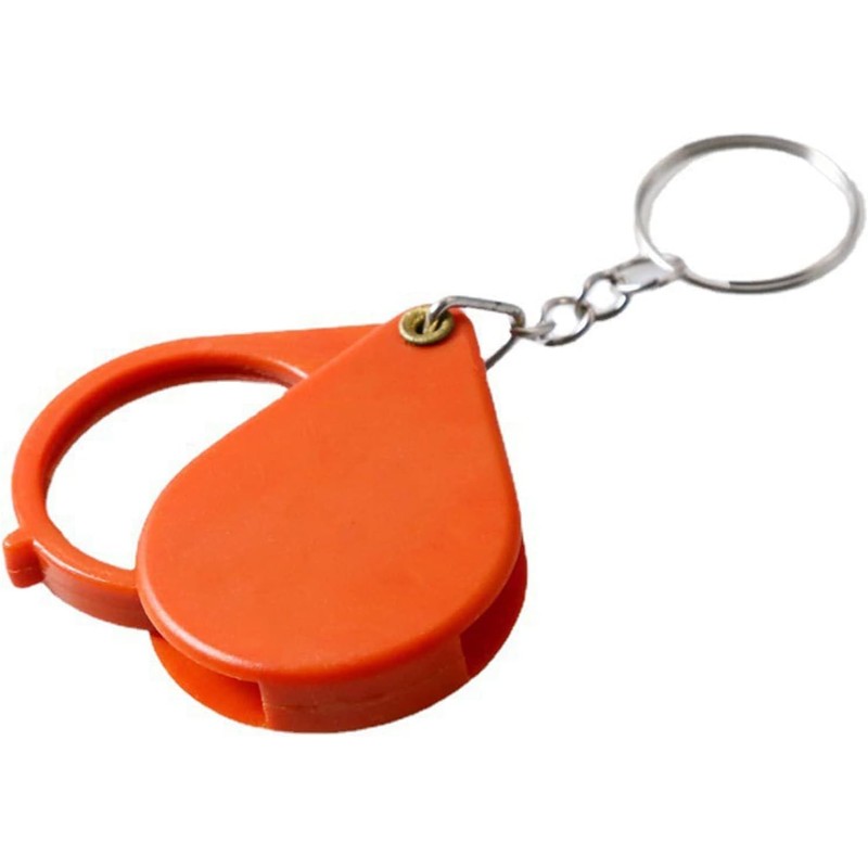 10X Magnifying Glass, Keychain Magnifier, Orange, Portable, for Small Objects