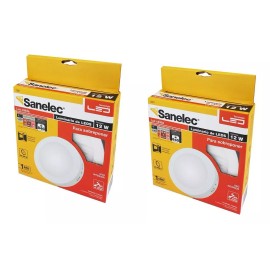 Sanelec Lampara Led Plafon Sobreponer Redondo 12w Luz Calida 2 Pack
