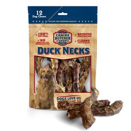 Canine Butcher Shop Duck Necks for Dogs, Raised & Made in USA, All-Natural Dog Chews, Treats (Pack of 12)