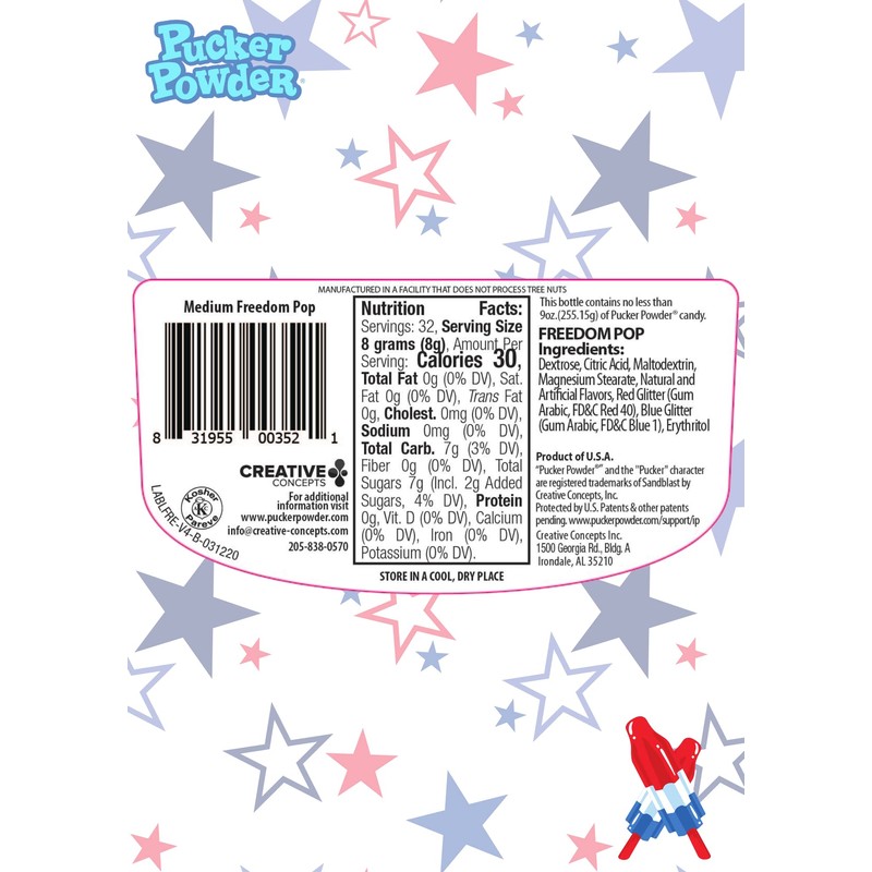 Pucker Powder Sour Freedom Pop 9.5oz: - 1 Ct