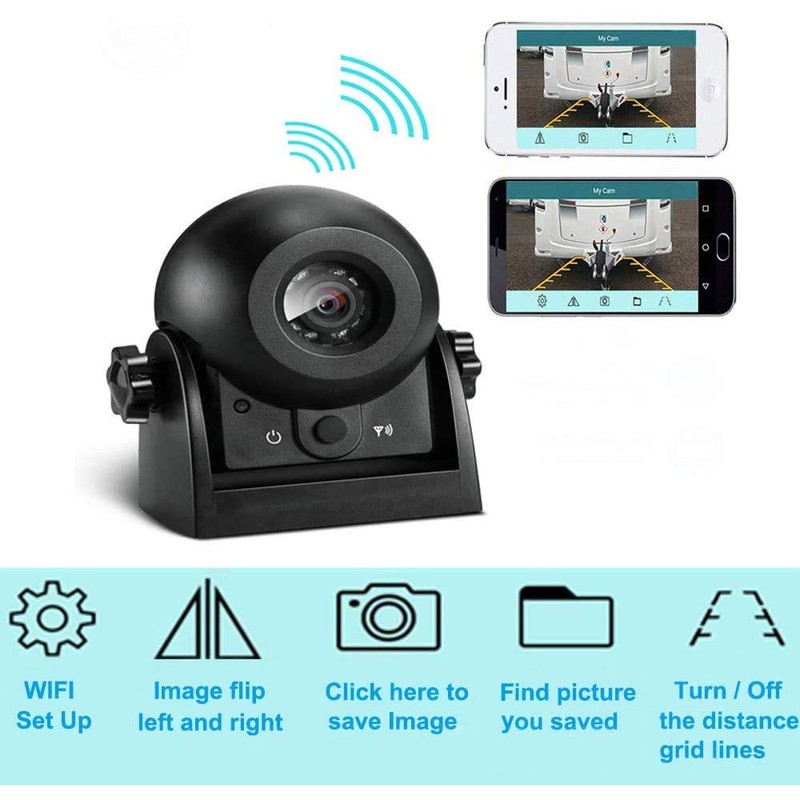 Wireless Backup Dash Cam, MHCABSR WiFi Reversing Camera Work with