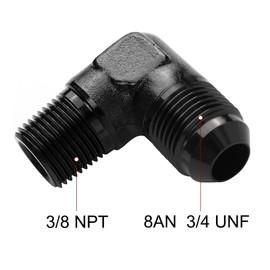 EVIL ENERGY 8AN to 3/8" NPT Male 90 Degree Fitting Adapter Aluminum