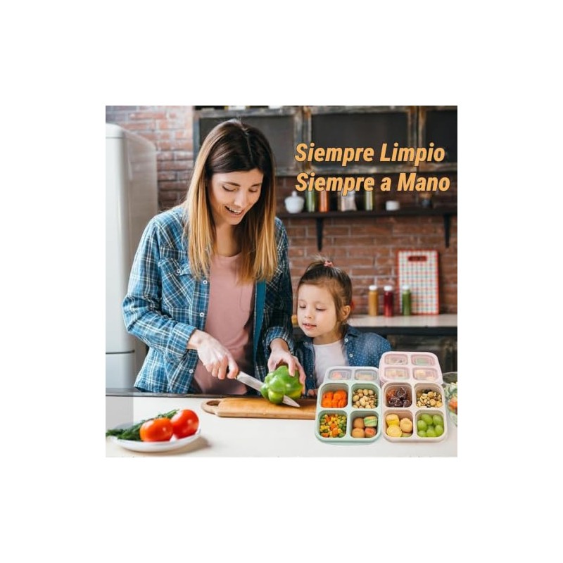 4 Pcs Recipientes para Aperitivos,4 Compartimentos para Almuerzo