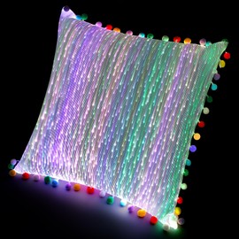 Throw Pillow Cover 18x18 Cushion Case LED Decorative Pillow Covers Square Outdoor Light up Pillowcase for Christmas Party