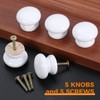 Mgoodoo 5PCS White Wood Knobs, 1.34'' Round Mushroom Wooden Knobs
